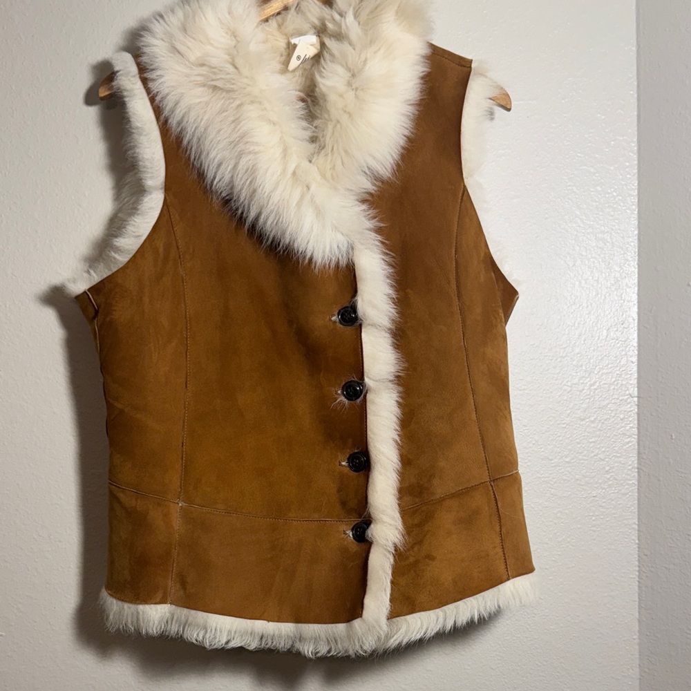 UGG Brown and Cream Shearling Vest